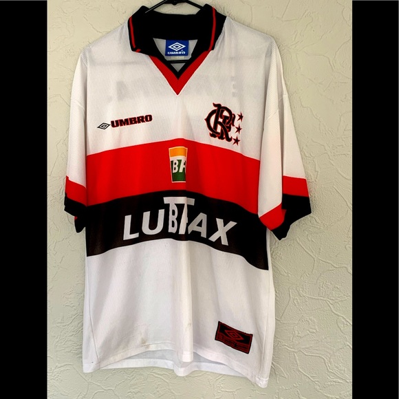 VINTAGE UMBRO FLAMENGO FC BRAZIL SOCCER PETROBRAS JERSEY SIZE LARGE